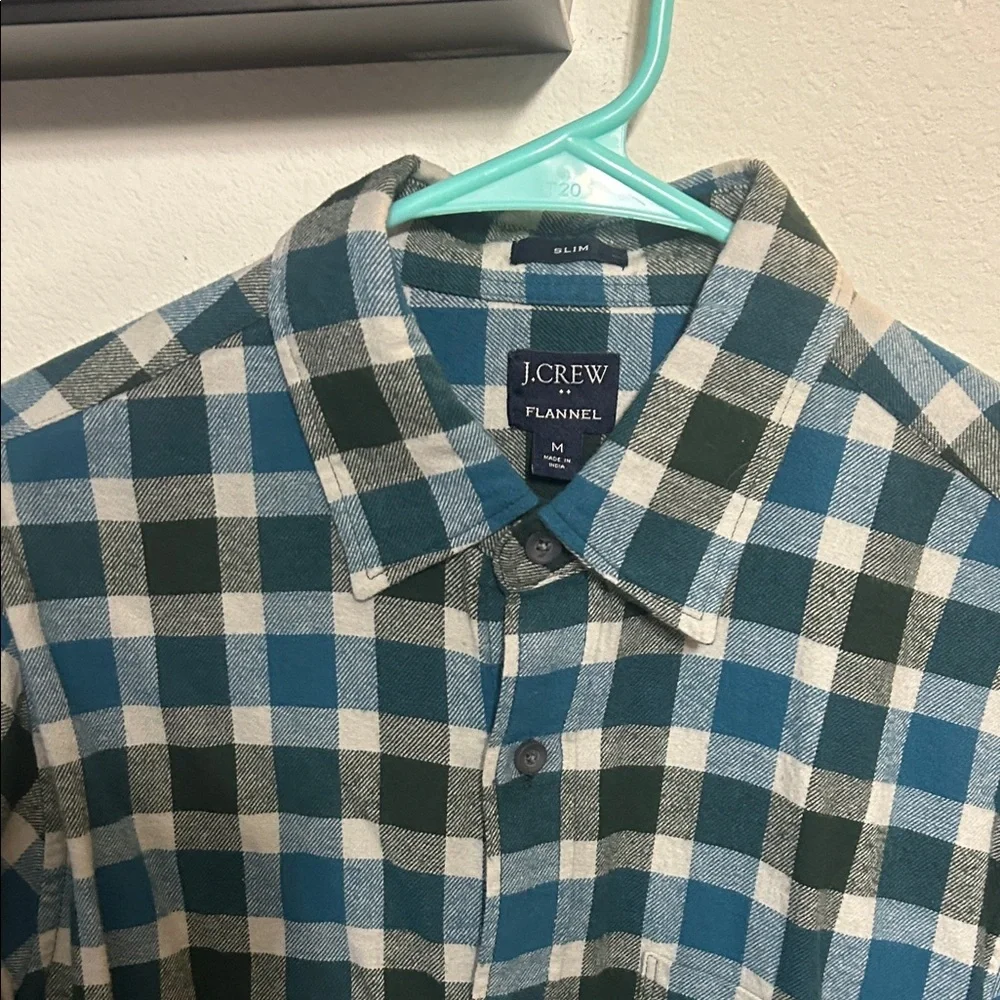 J. Crew Mens Slim Buffalo Check Flannel Shirt Top Button up Sz L